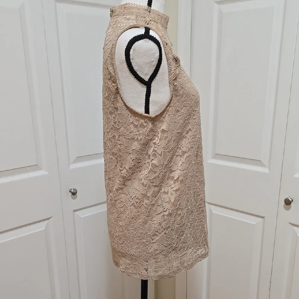 NWT Cable & Gauge Sleeveless Lace Blouse with Mandarin Collar Large - Picture 4 of 8